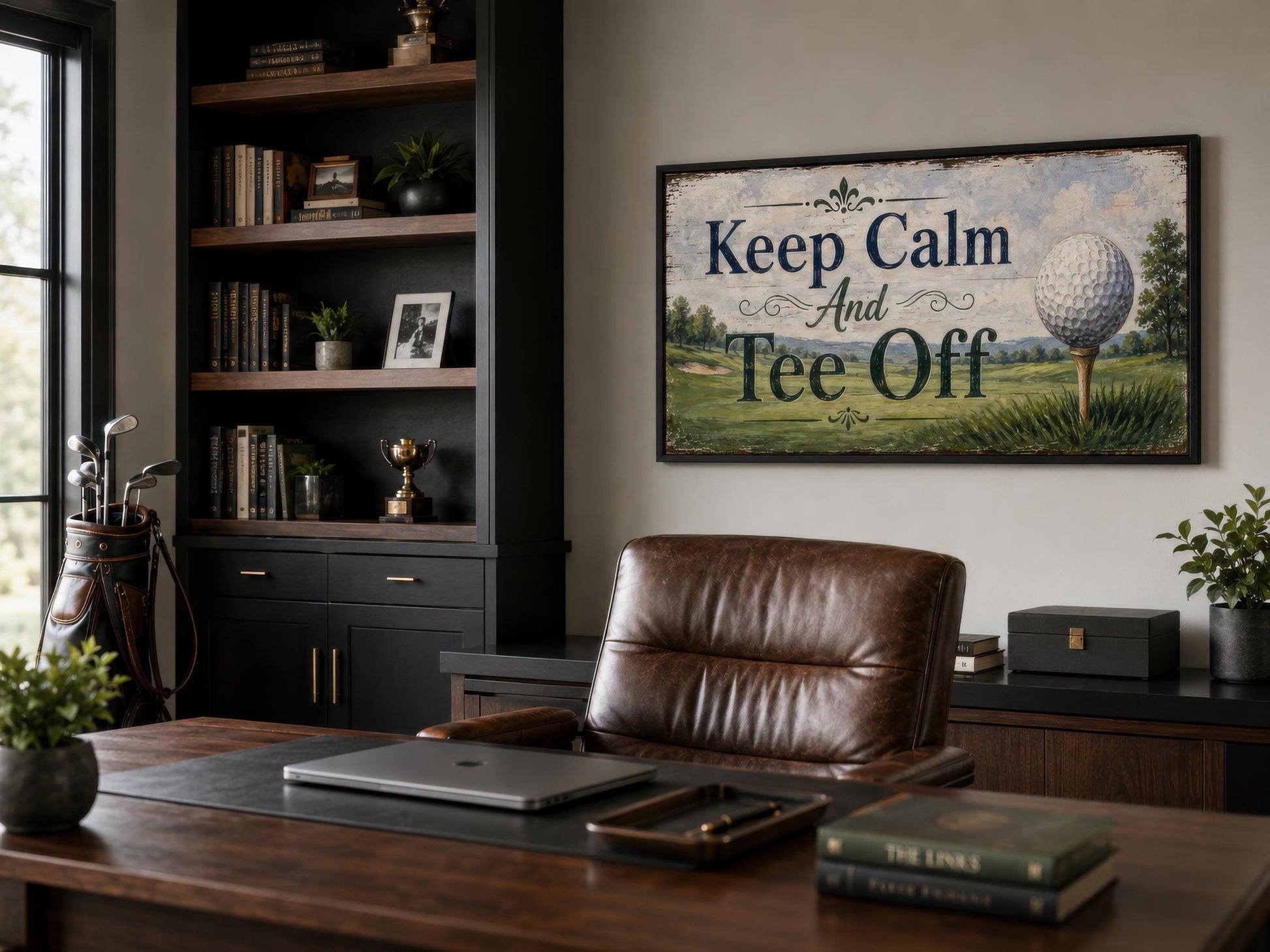 Keep Calm Tee Off | Funny Golf Sign Wall Art for Man Cave & Home Office Decor