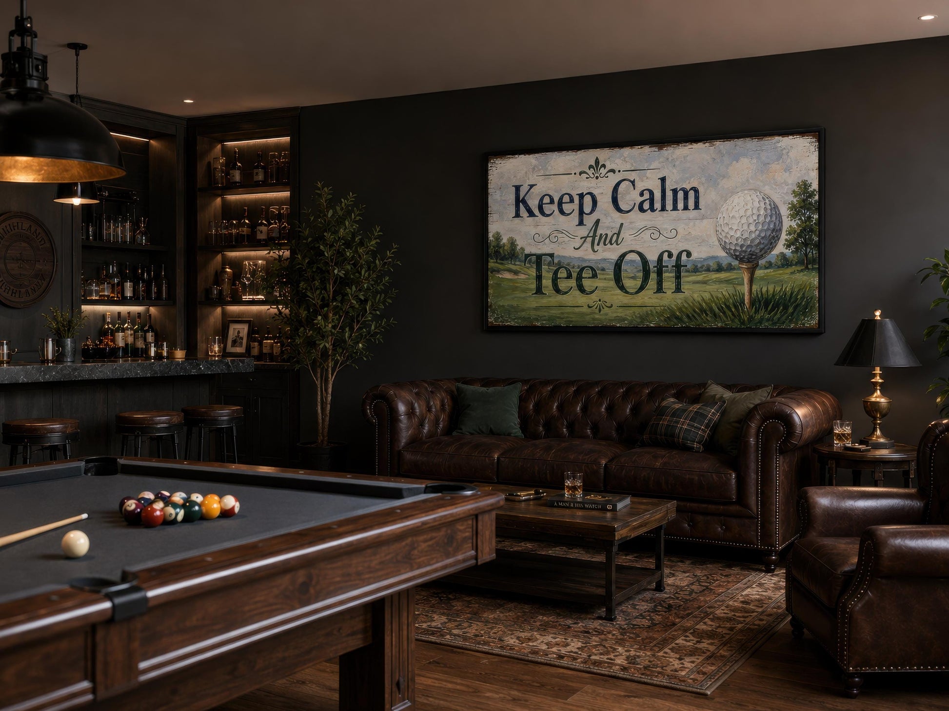 Keep Calm Tee Off | Funny Golf Sign Wall Art for Man Cave & Home Office Decor