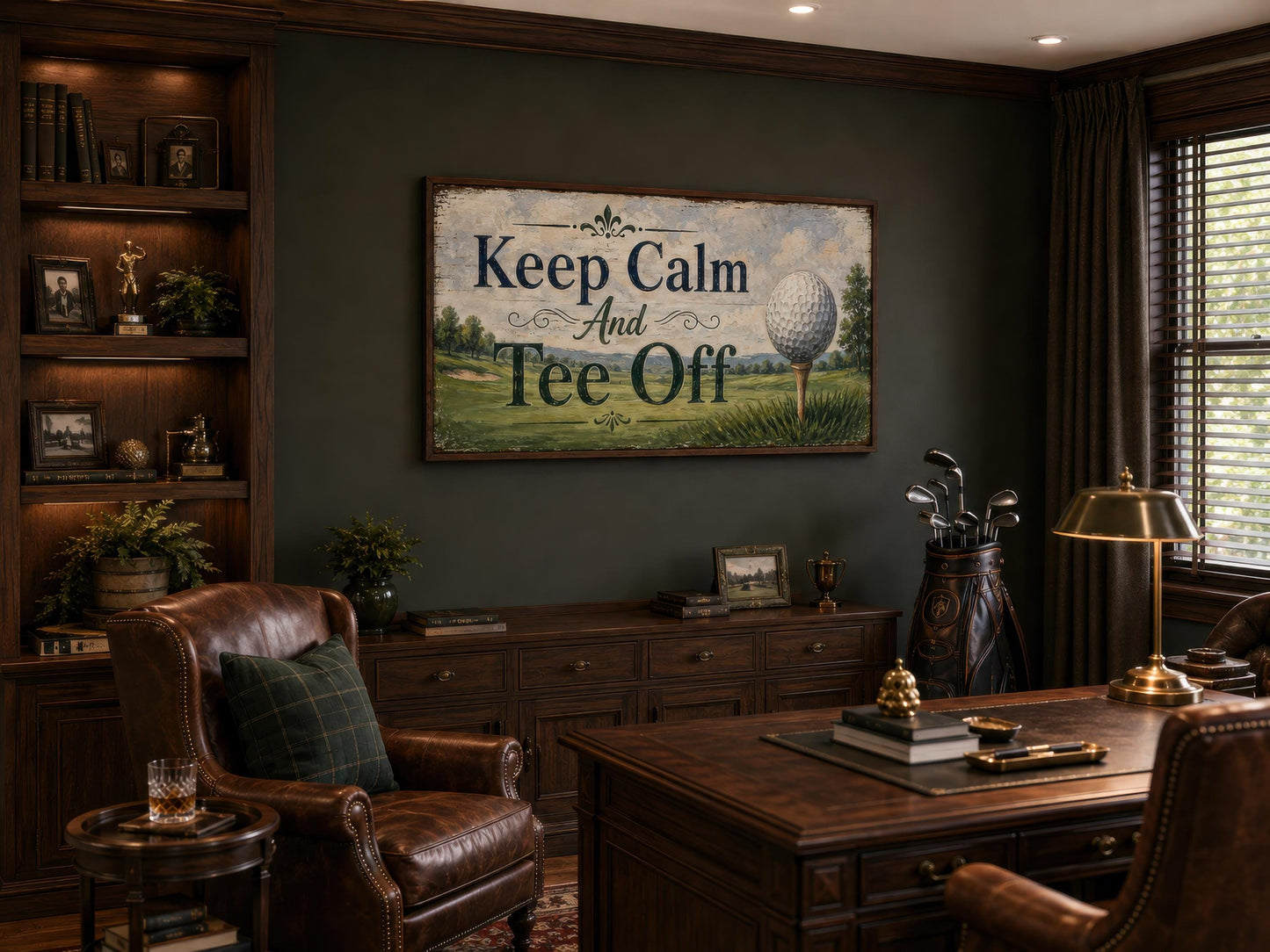 Keep Calm Tee Off | Funny Golf Sign Wall Art for Man Cave & Home Office Decor