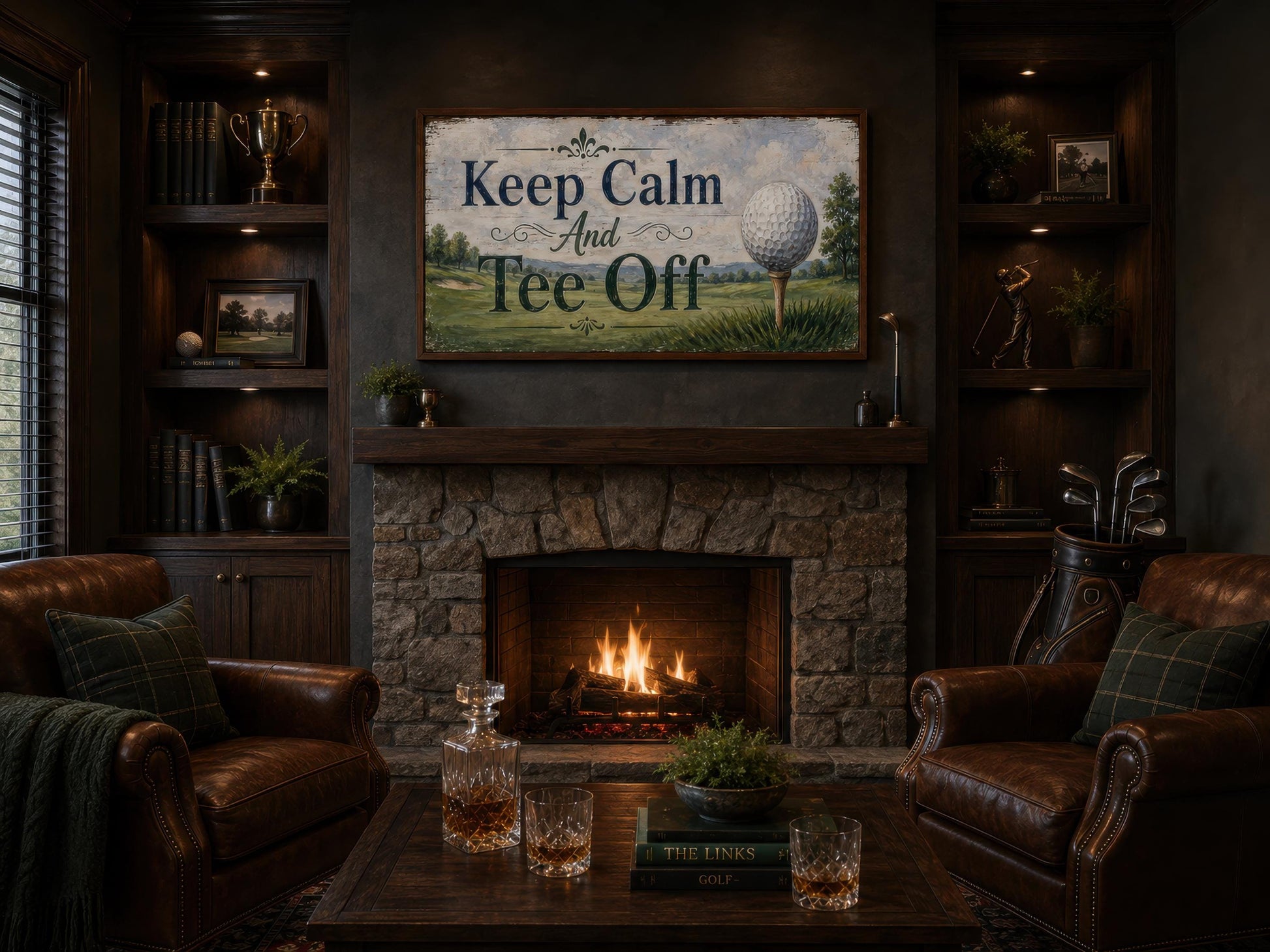 Keep Calm Tee Off | Funny Golf Sign Wall Art for Man Cave & Home Office Decor
