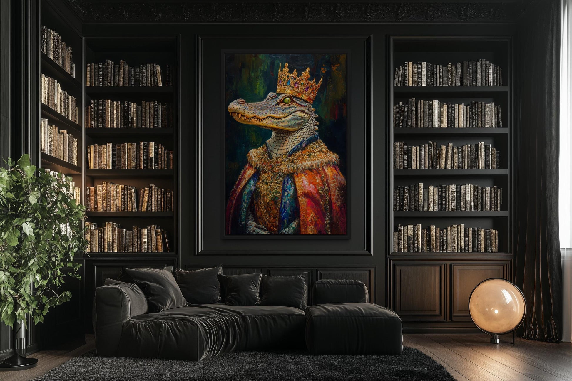 King Alligator With Crown And Robe Victorian Portrait Wall Art