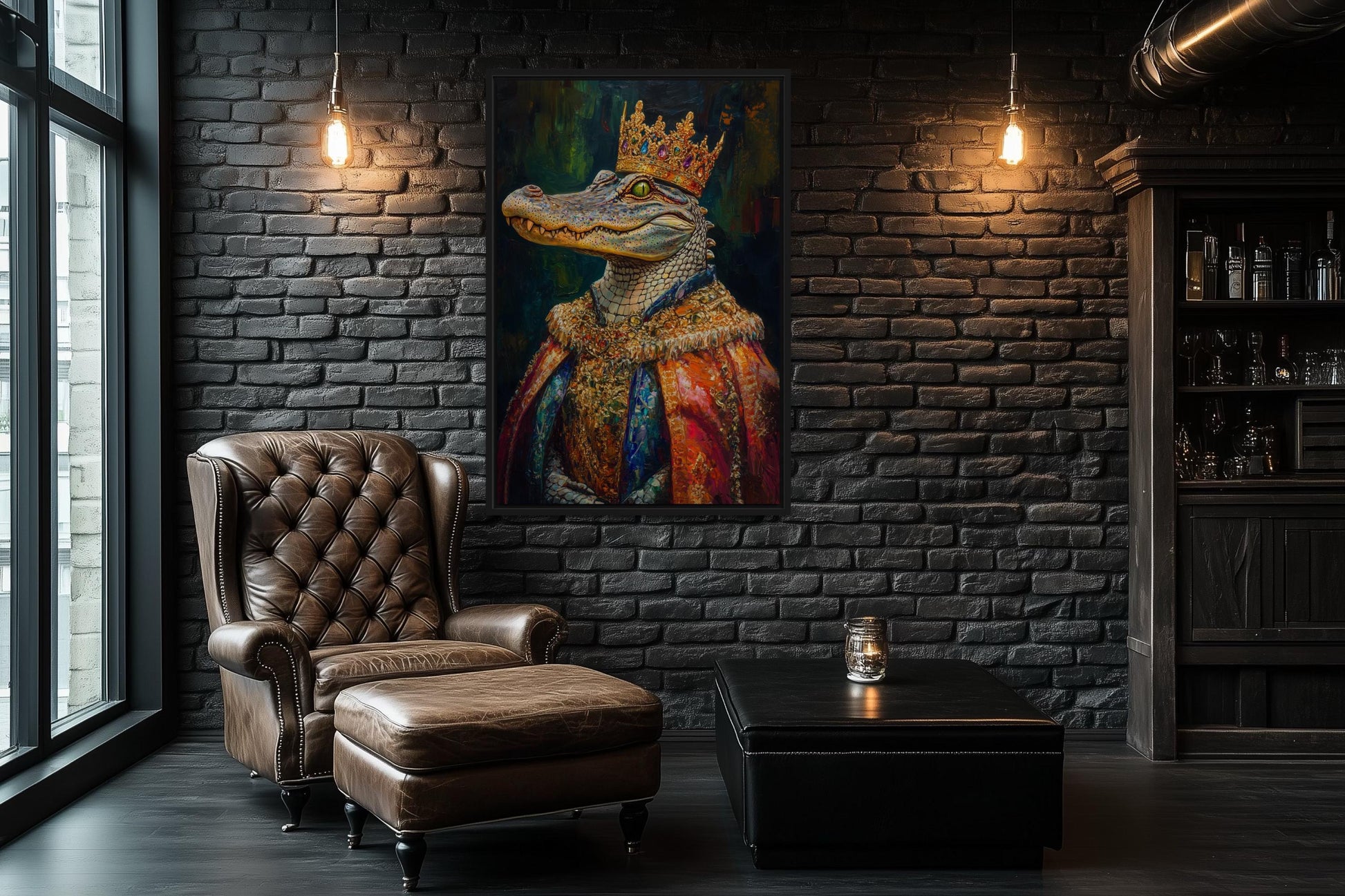 King Alligator With Crown And Robe Victorian Portrait Wall Art