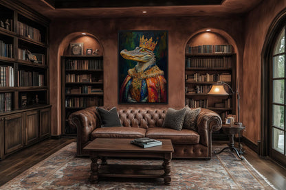 King Alligator With Crown And Robe Victorian Portrait Wall Art