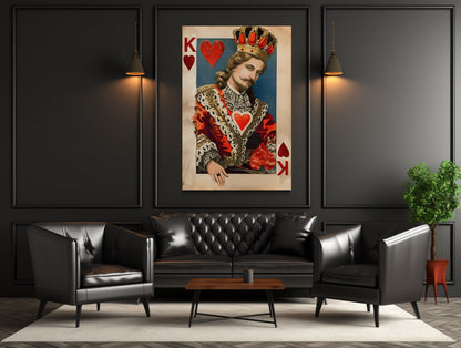 King Of Hearts Framed Canvas Wall Art