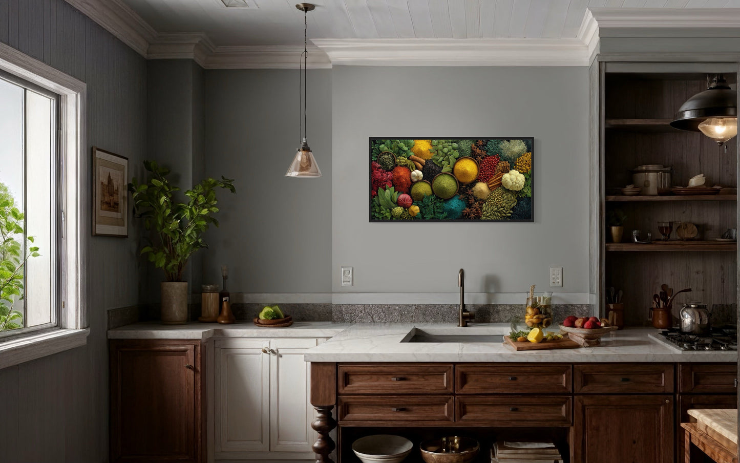 Kitchen Wall Art – Modern Framed Spices And Herbs Culinary Decor For Dining Room