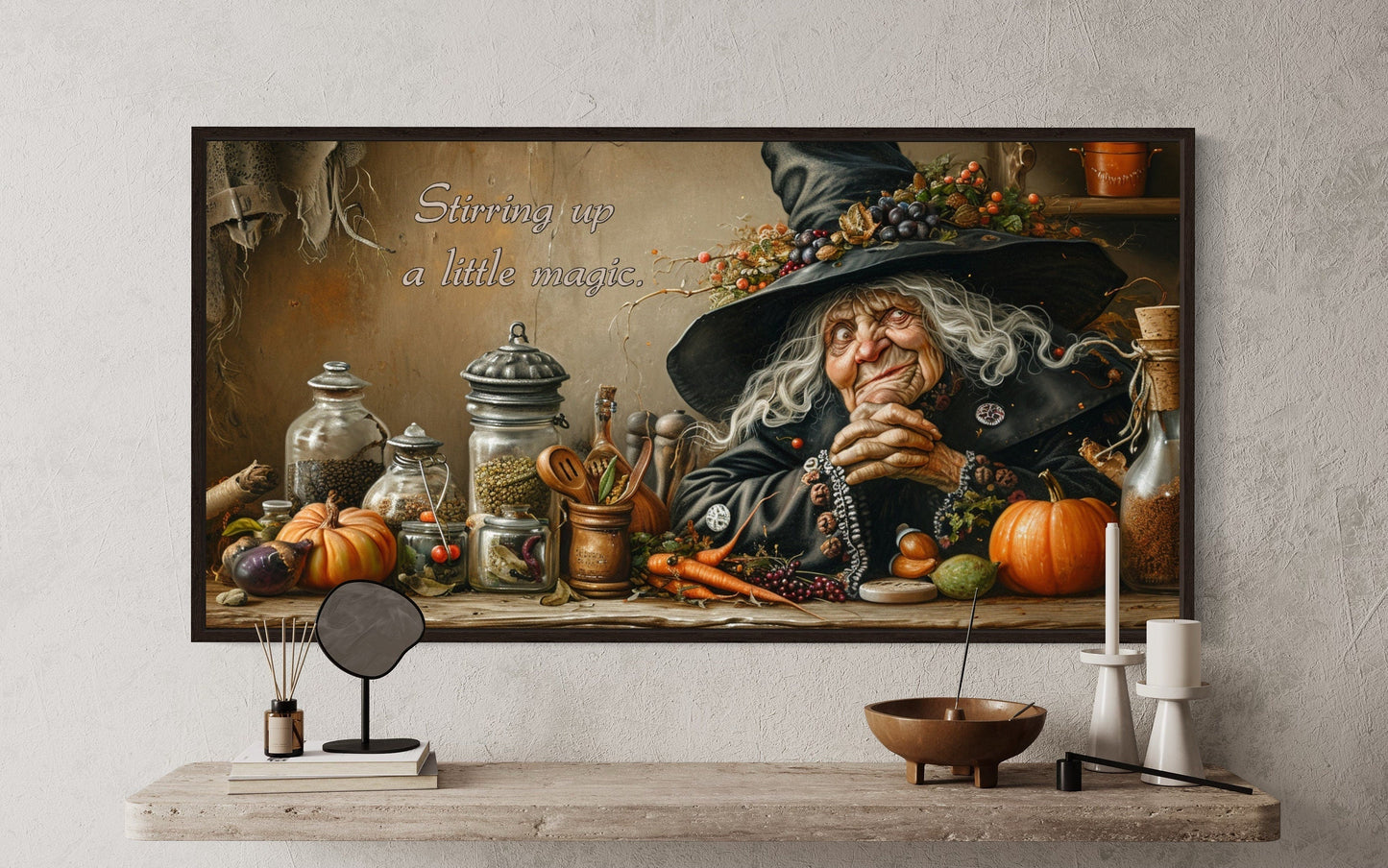Kitchen Witch Framed Canvas Wall Decor Wall Art