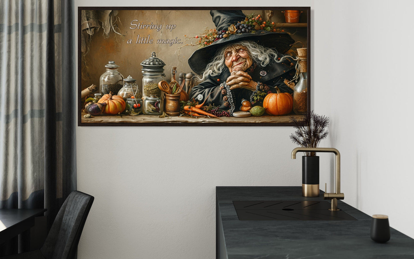 Kitchen Witch Framed Canvas Wall Decor Wall Art