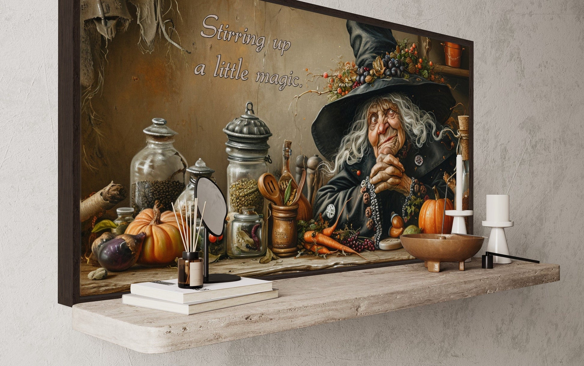Kitchen Witch Framed Canvas Wall Decor Wall Art