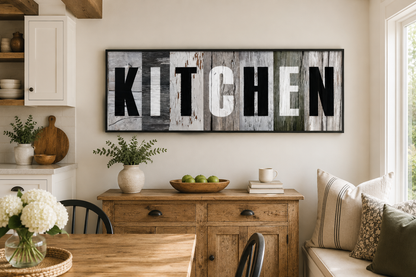 Rustic Farmhouse Kitchen Sign Wood Painting Long Horizontal Canvas Wall Decor