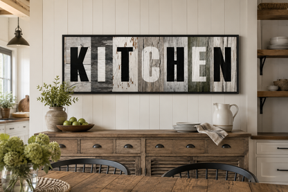 Rustic Farmhouse Kitchen Sign Wood Painting Long Horizontal Canvas Wall Decor