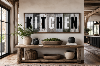 Rustic Farmhouse Kitchen Sign Wood Painting Long Horizontal Canvas Wall Decor