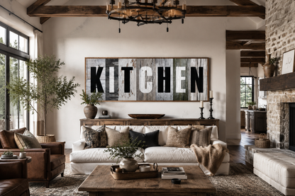 Rustic Farmhouse Kitchen Sign Wood Painting Long Horizontal Canvas Wall Decor
