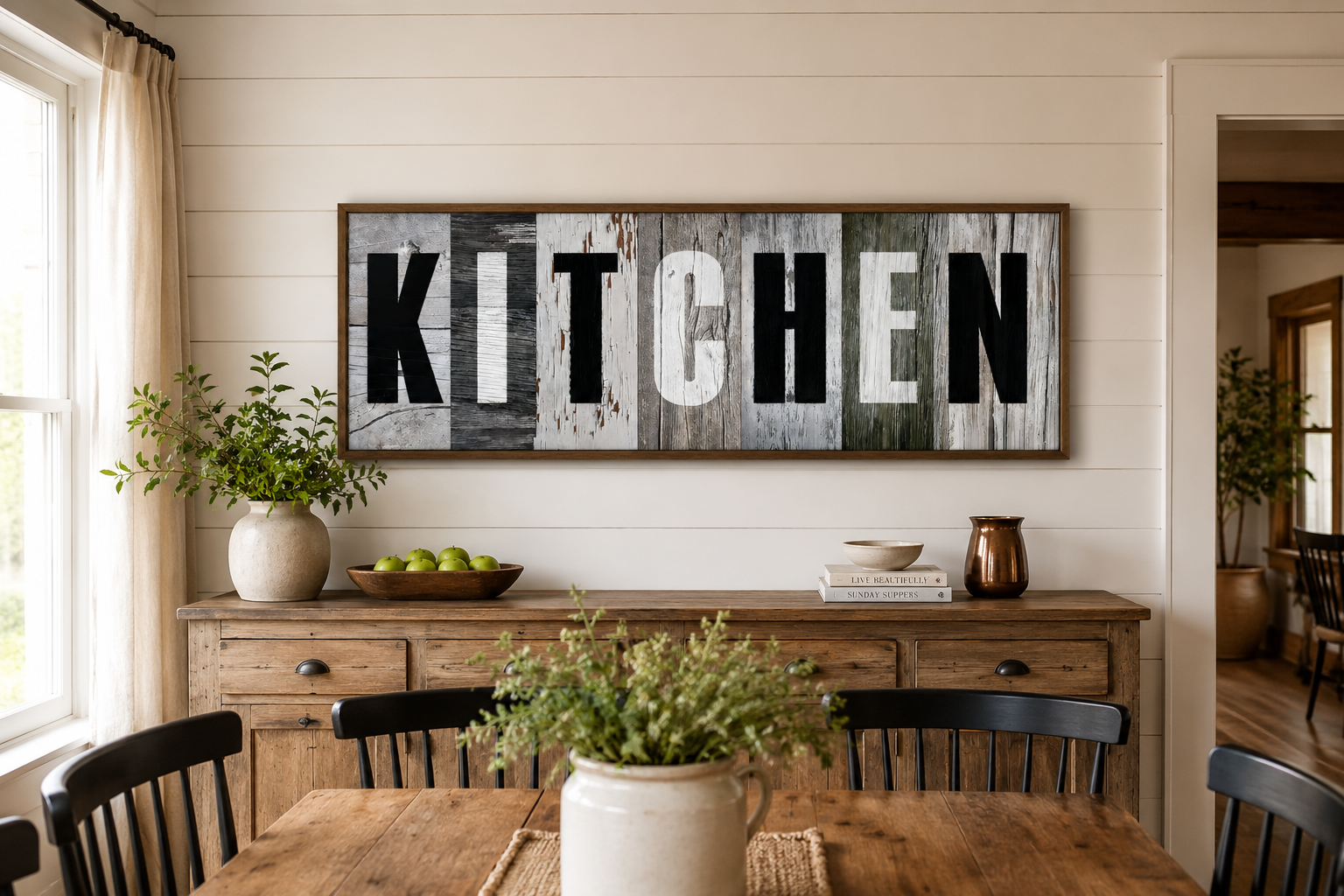 Rustic Farmhouse Kitchen Sign Wood Painting Long Horizontal Canvas Wall Decor