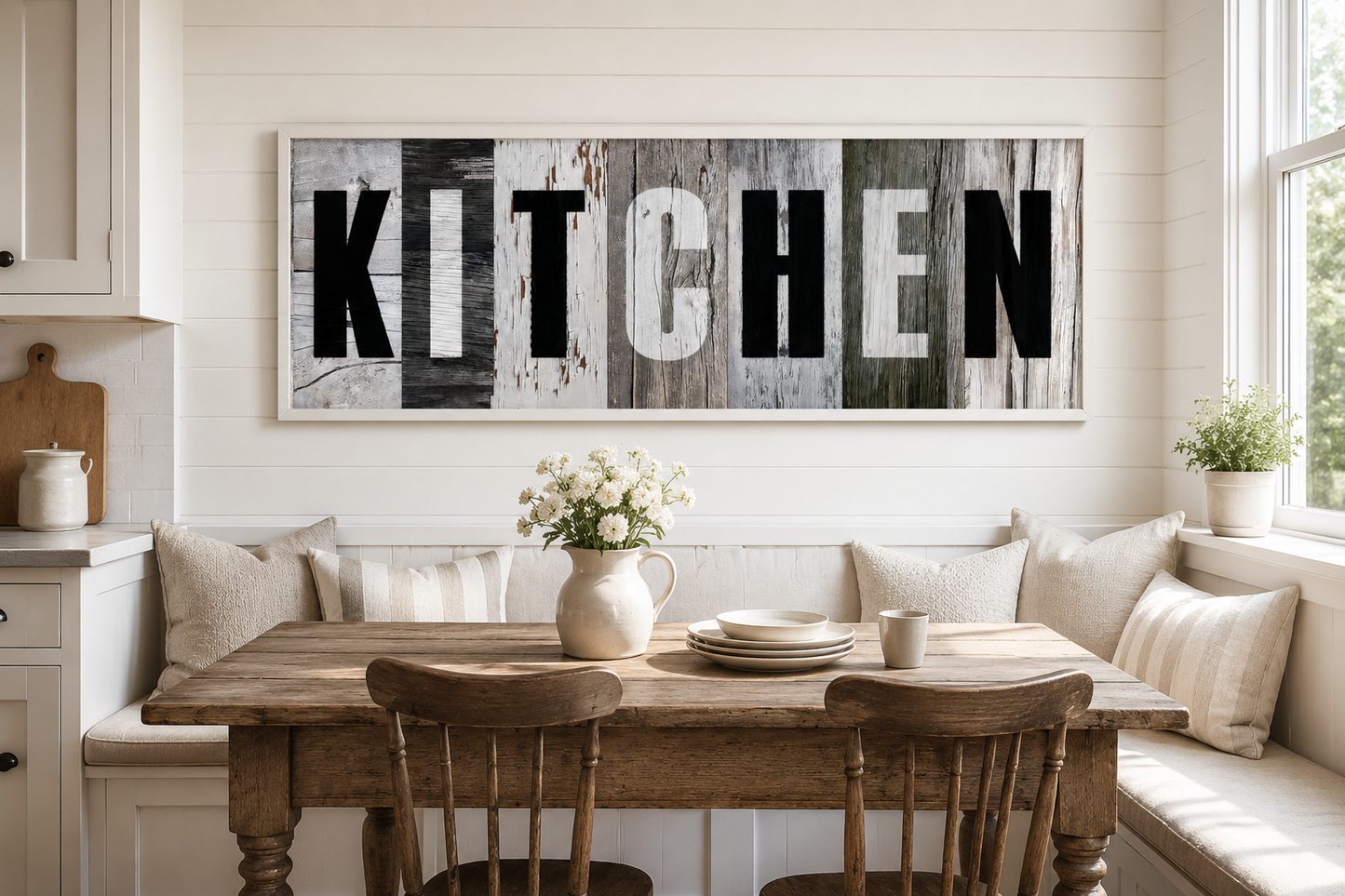 Rustic Farmhouse Kitchen Sign Wood Painting Long Horizontal Canvas Wall Decor