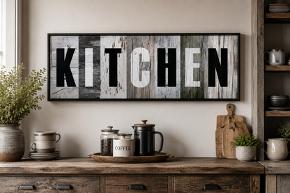 Rustic Farmhouse Kitchen Sign Wood Painting Long Horizontal Canvas Wall Decor