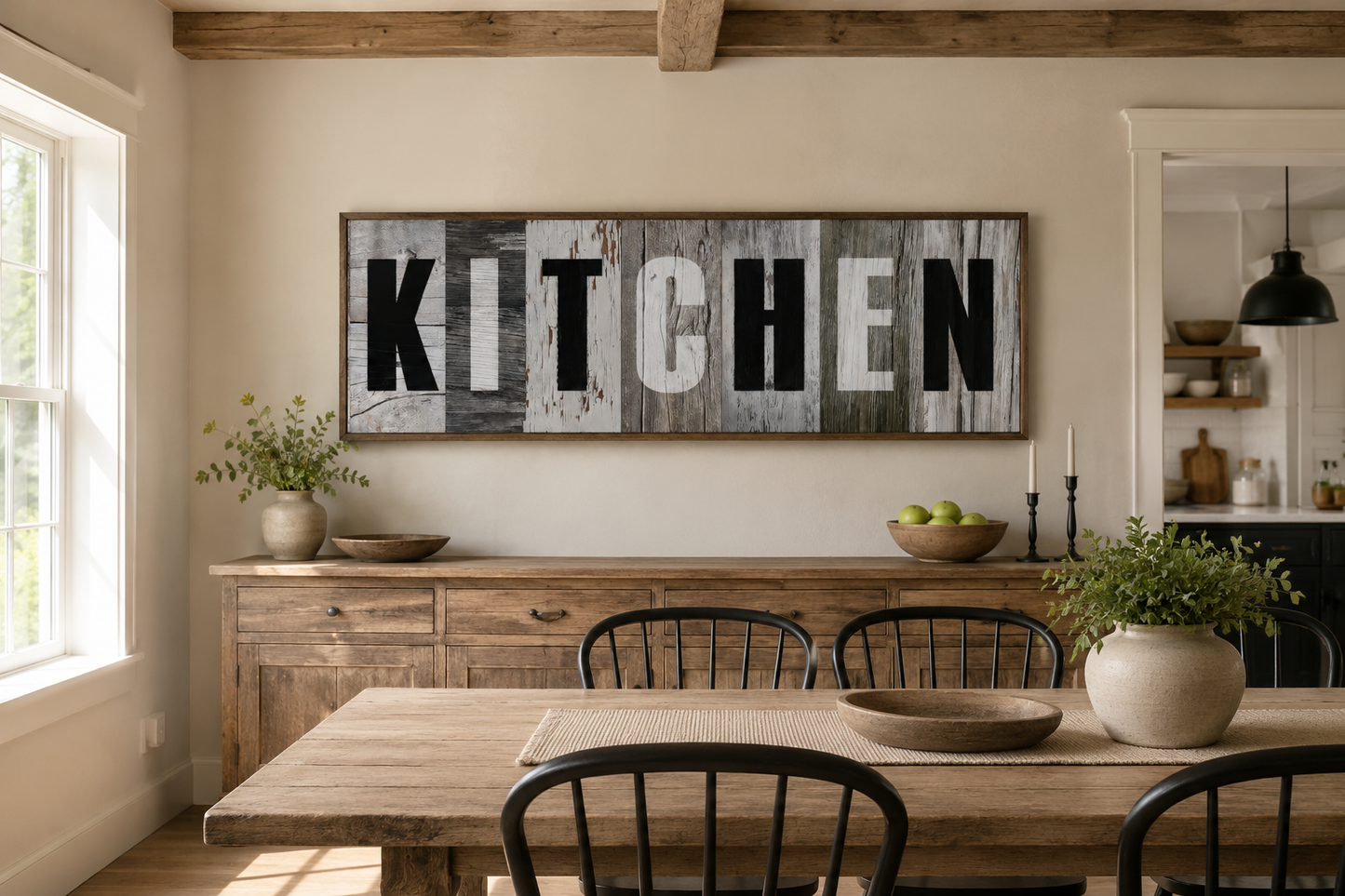 Rustic Farmhouse Kitchen Sign Wood Painting Long Horizontal Canvas Wall Decor