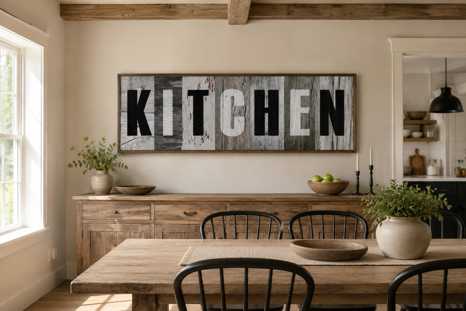 Rustic Farmhouse Kitchen Sign Wood Painting Long Horizontal Canvas Wall Decor