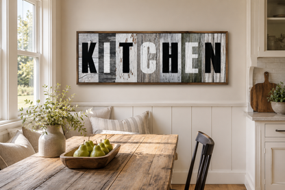 Rustic Farmhouse Kitchen Sign Wood Painting Long Horizontal Canvas Wall Decor