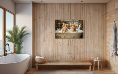 Kittens In Bathtub Framed Canvas Wall Art