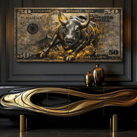 Golden Black Bull Wall Sign