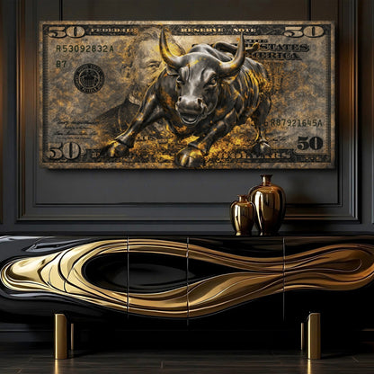 Golden Black Bull Wall Sign