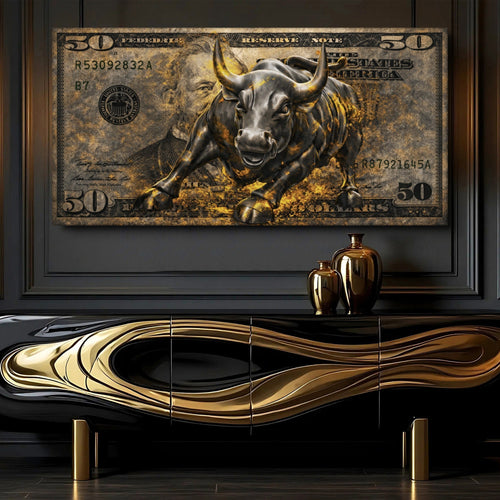 Golden Black Bull Wall Sign