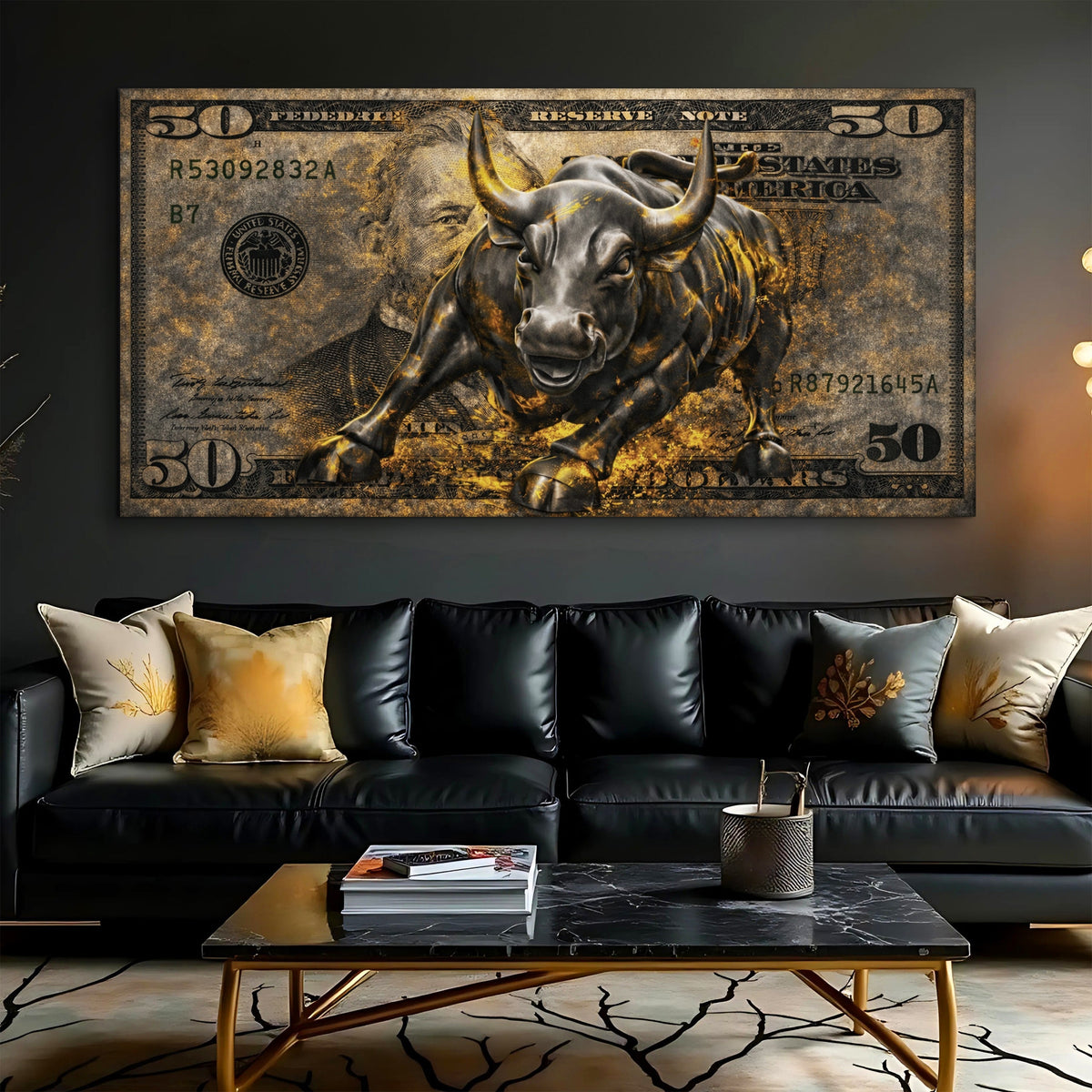 Golden Black Bull Wall Sign