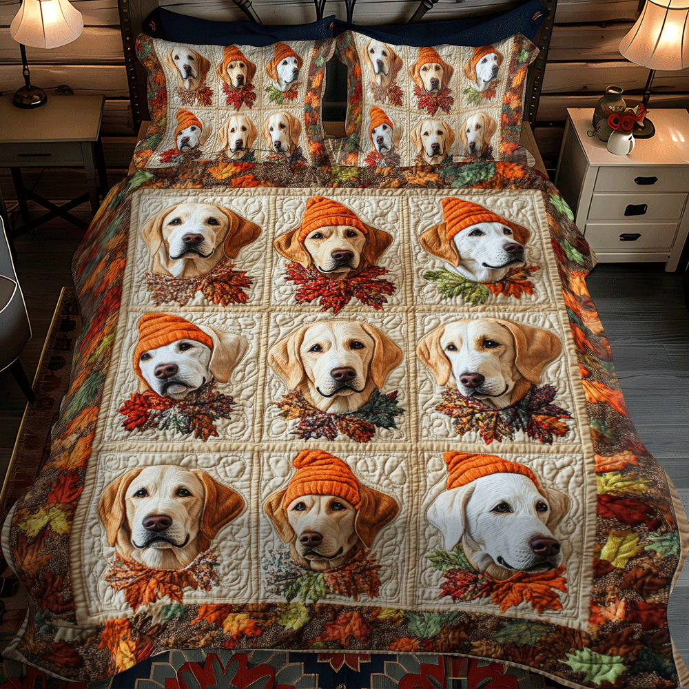 Labrador Design 3-Piece Quilted Bedding Set - Single (59" x 70")