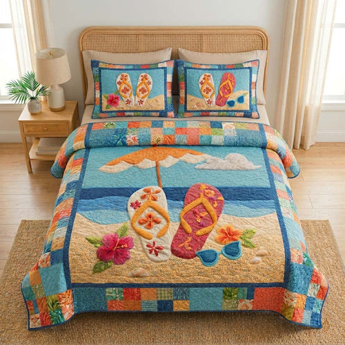 Lagoon Escape 3-Piece Quilted Bedding Set - Single (59" x 70")