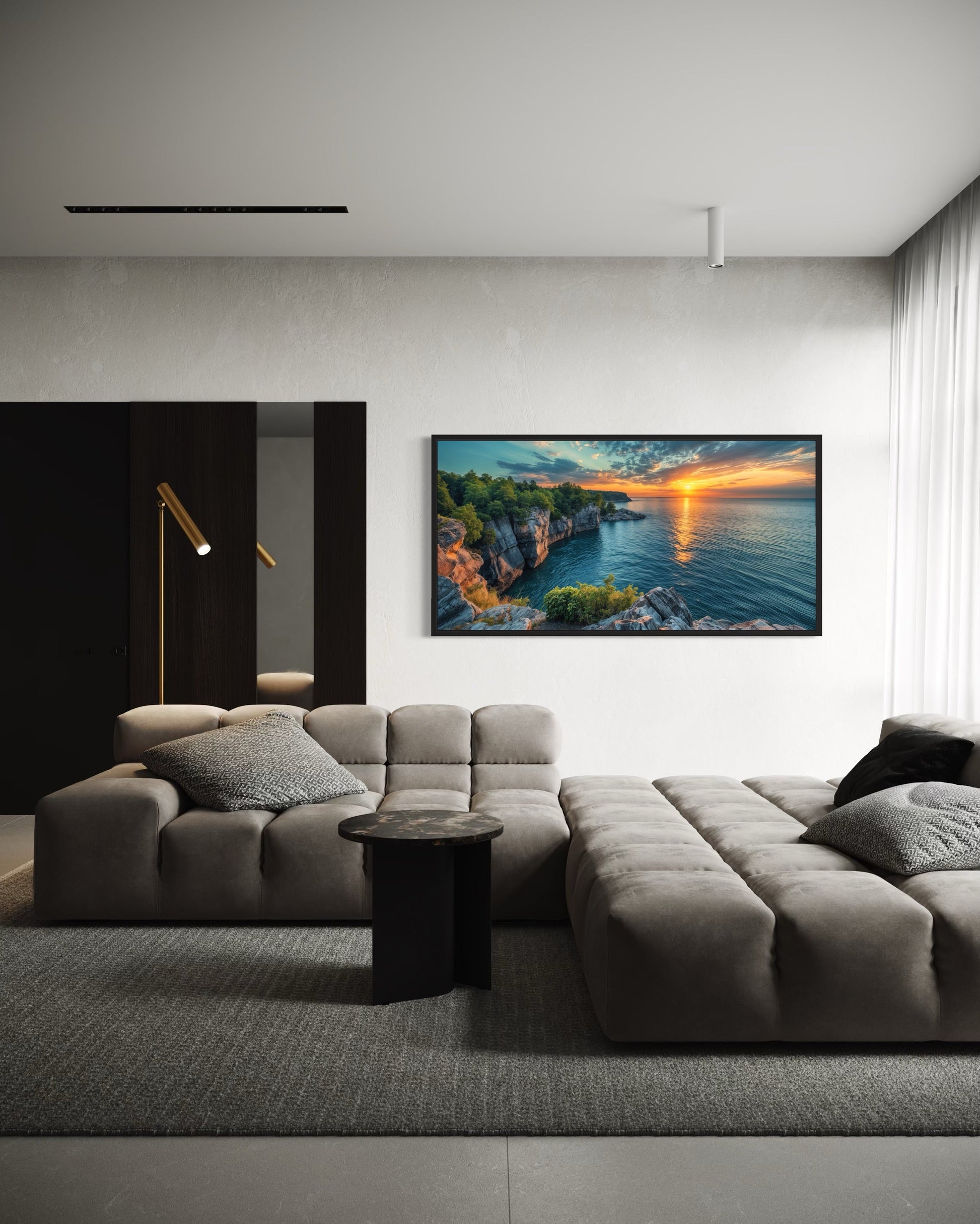 Lake Sunset Canvas - Framed Wall Art | Panoramic Lake Landscape Print