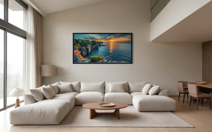 Lake Sunset Canvas - Framed Wall Art | Panoramic Lake Landscape Print