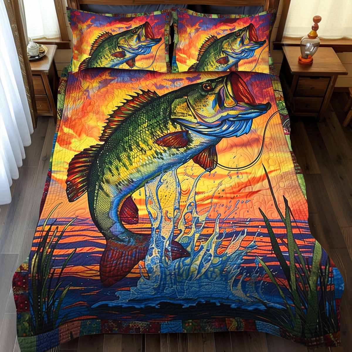 Lakeside Bass 3-Piece Quilted Bedding Set - Single (59" x 70")