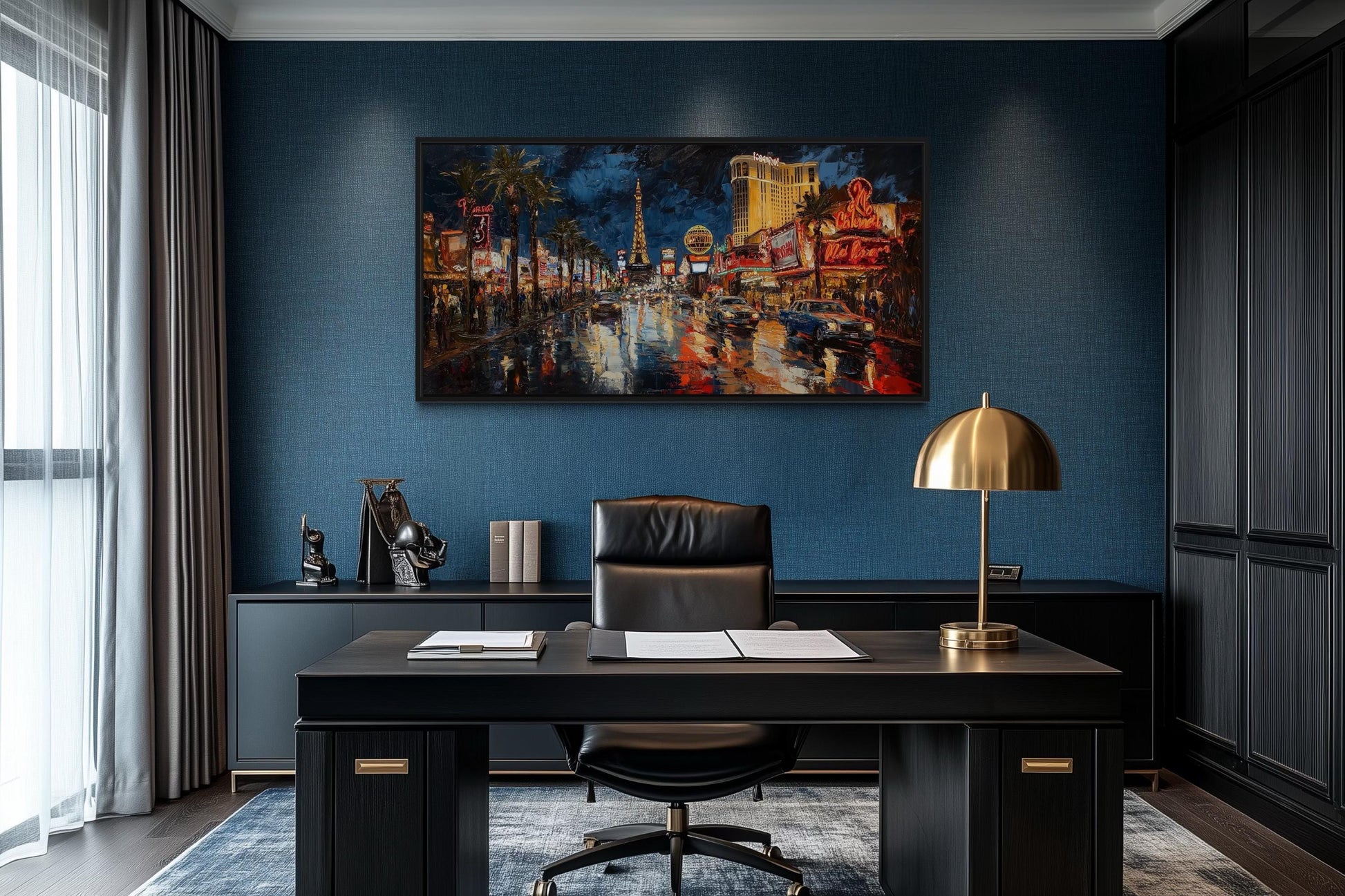 Las Vegas Strip At Night Framed Canvas Wall Art