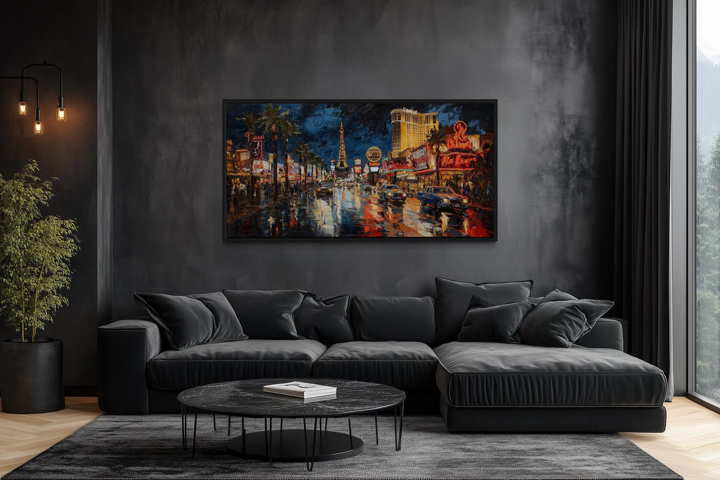 Las Vegas Strip At Night Framed Canvas Wall Art