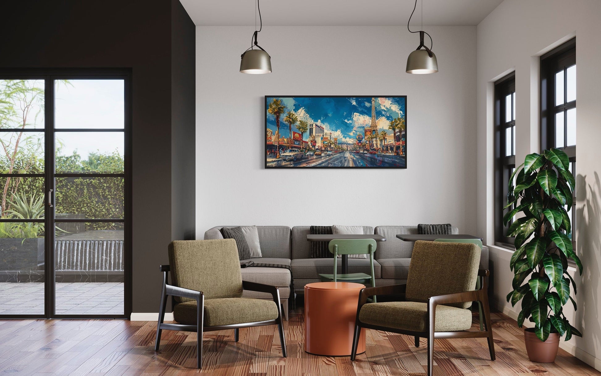 Las Vegas Strip Wall Art – Framed Canvas City Skyline Print for Modern Office Decor