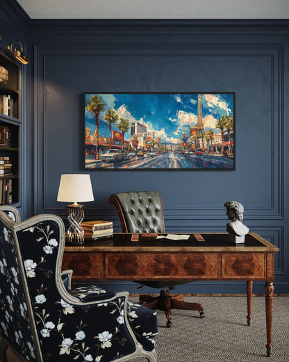 Las Vegas Strip Wall Art – Framed Canvas City Skyline Print for Modern Office Decor