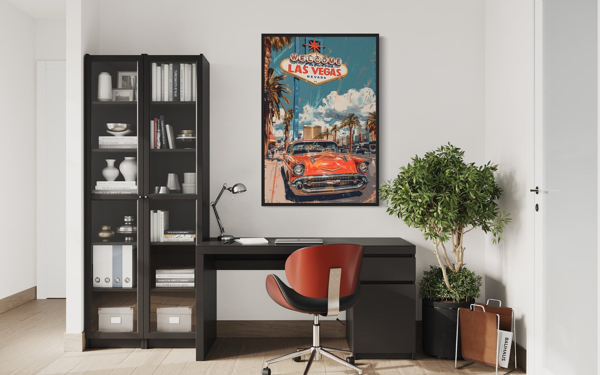 Las Vegas Vintage Travel Poster Framed Canvas Wall Art
