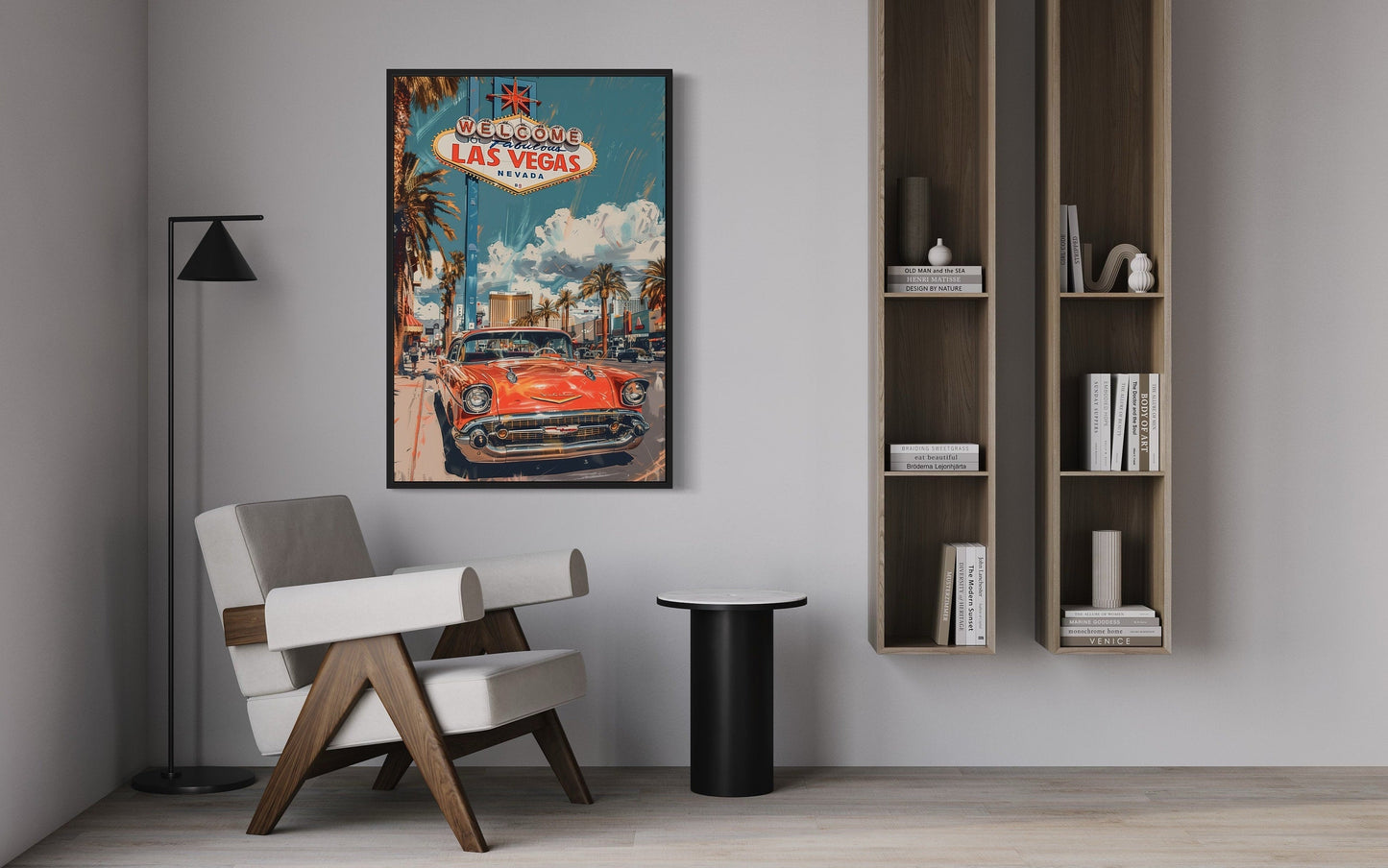 Las Vegas Vintage Travel Poster Framed Canvas Wall Art