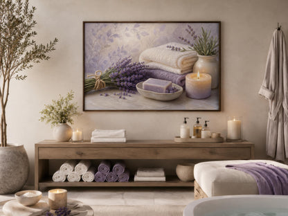 Lavender Spa Wall Art - Relaxing Bathroom Canvas Print | Calming Bath Decor