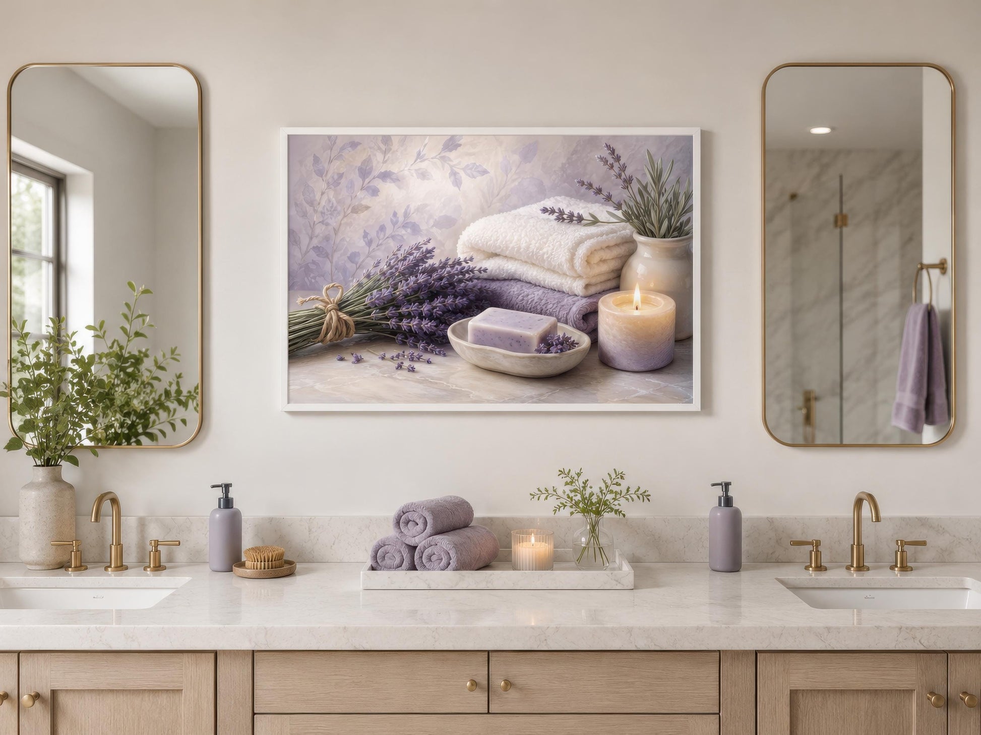 Lavender Spa Wall Art - Relaxing Bathroom Canvas Print | Calming Bath Decor