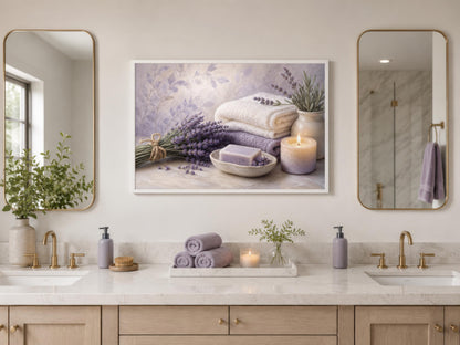 Lavender Spa Wall Art - Relaxing Bathroom Canvas Print | Calming Bath Decor