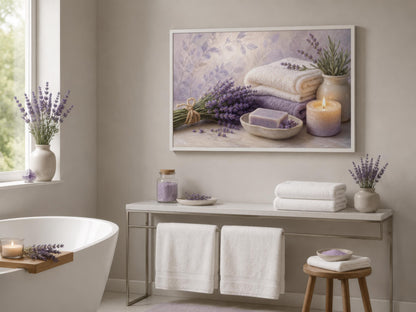 Lavender Spa Wall Art - Relaxing Bathroom Canvas Print | Calming Bath Decor