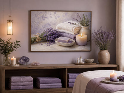 Lavender Spa Wall Art - Relaxing Bathroom Canvas Print | Calming Bath Decor