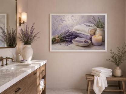 Lavender Spa Wall Art - Relaxing Bathroom Canvas Print | Calming Bath Decor