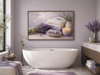 Lavender Spa Wall Art - Relaxing Bathroom Canvas Print | Calming Bath Decor