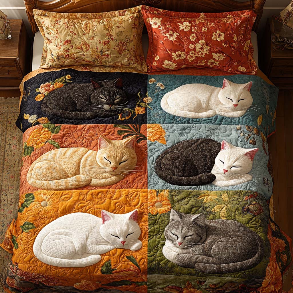 Lazy Cat Nap 3-Piece Quilted Bedding Set - Single (59" x 70")