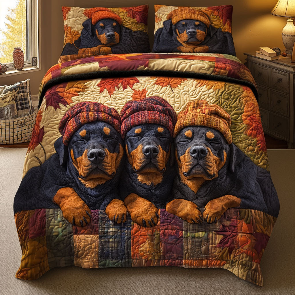 Leafy Slumber 3-Piece Quilted Bedding Set - Single (59" x 70")