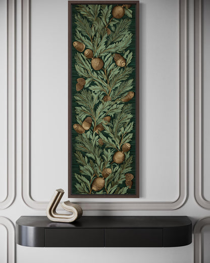 Leaves and Acorns Tall Narrow William Morris Style Canvas Wall Art