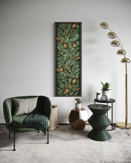 Leaves and Acorns Tall Narrow William Morris Style Canvas Wall Art