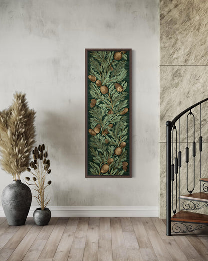 Leaves and Acorns Tall Narrow William Morris Style Canvas Wall Art